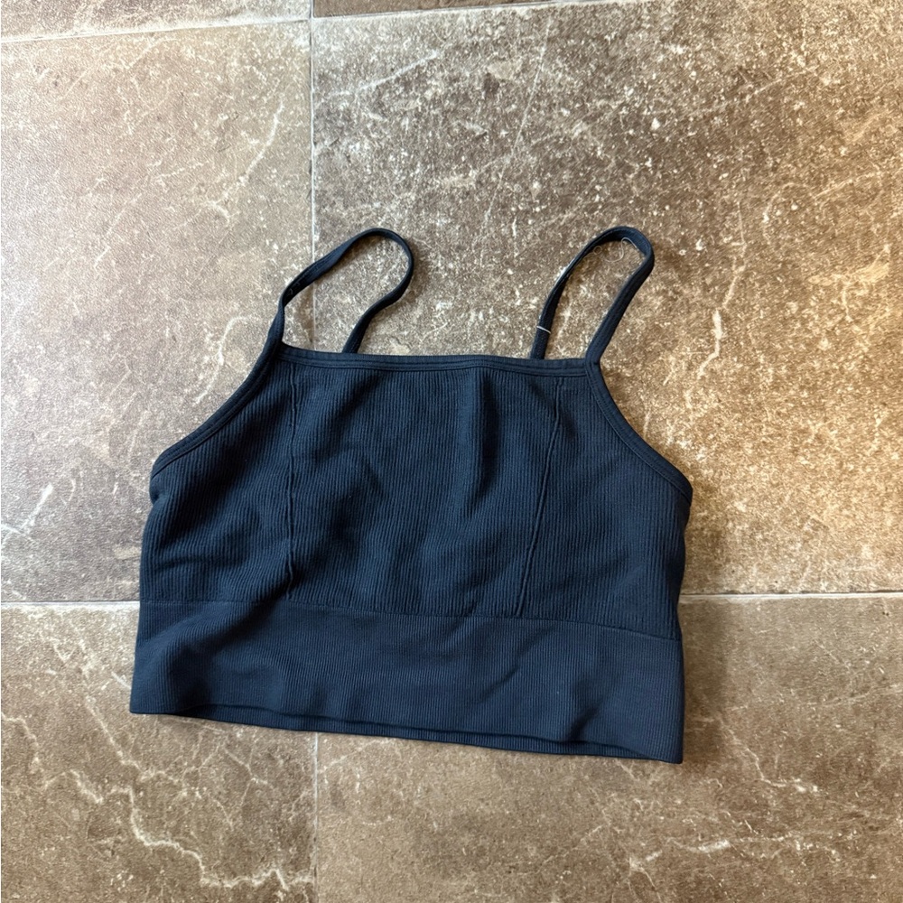 Black Ribbed Crop Top